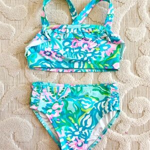 Lilly Pulitzer Aqua and Pink Kids Bikini 2T